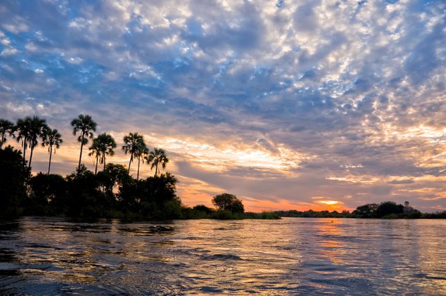 Zambezi River at Sunset, Zambia, Africa