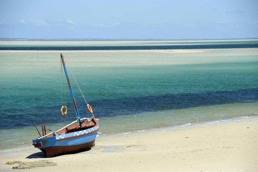 Sailboat on Beach in Mozambique