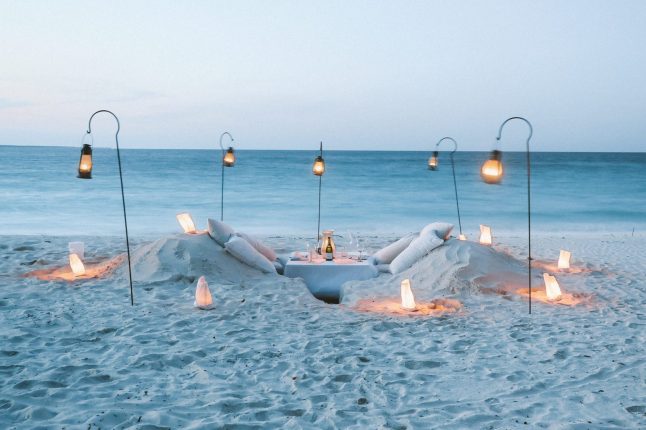 Beachside honeymoon dinner in Tanzania