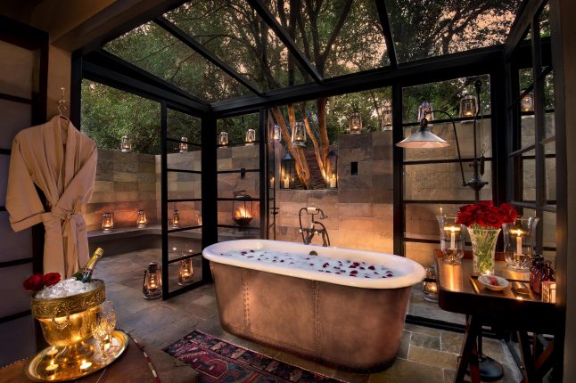 Luxury bubble bath at andbeyond's Bateleur Camp in South Africa