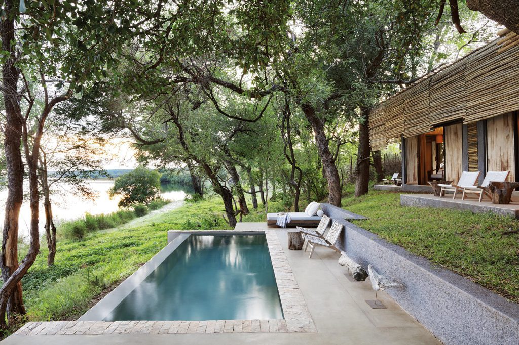 The private pool at Matetsi River House