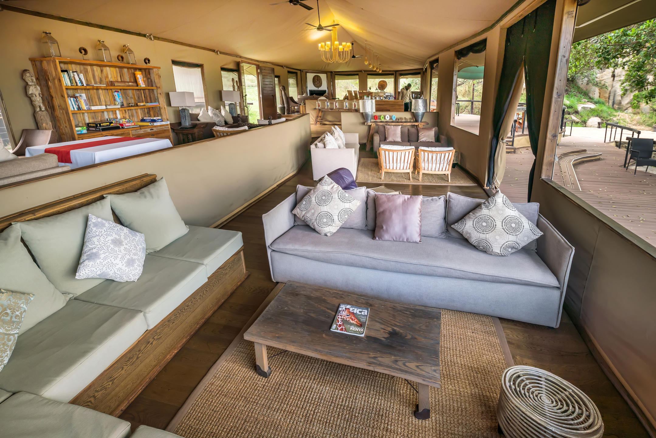 The lounge area at the Lemala Kuria Hills Lodge