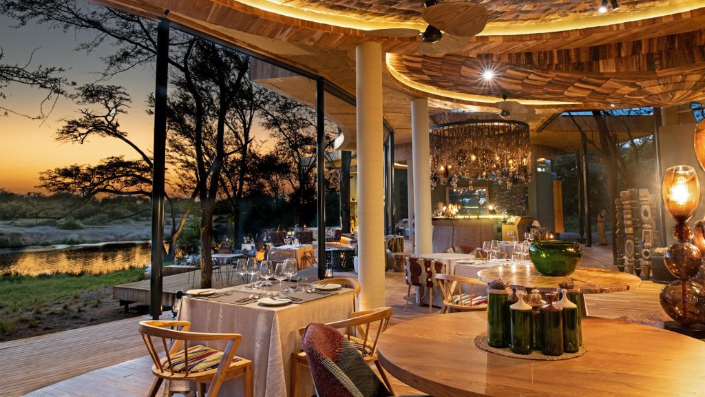 Evening dining room at the Grumeti Serengeti River Lodge