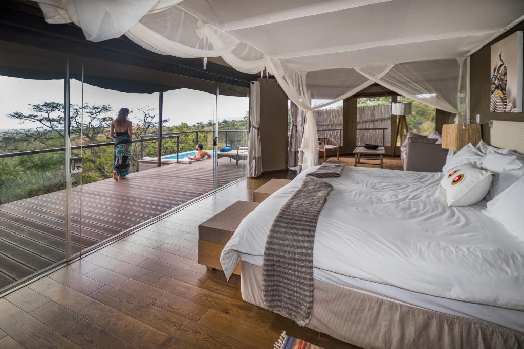 An example of the tented suite at the Lemala Kuria Hills Lodge