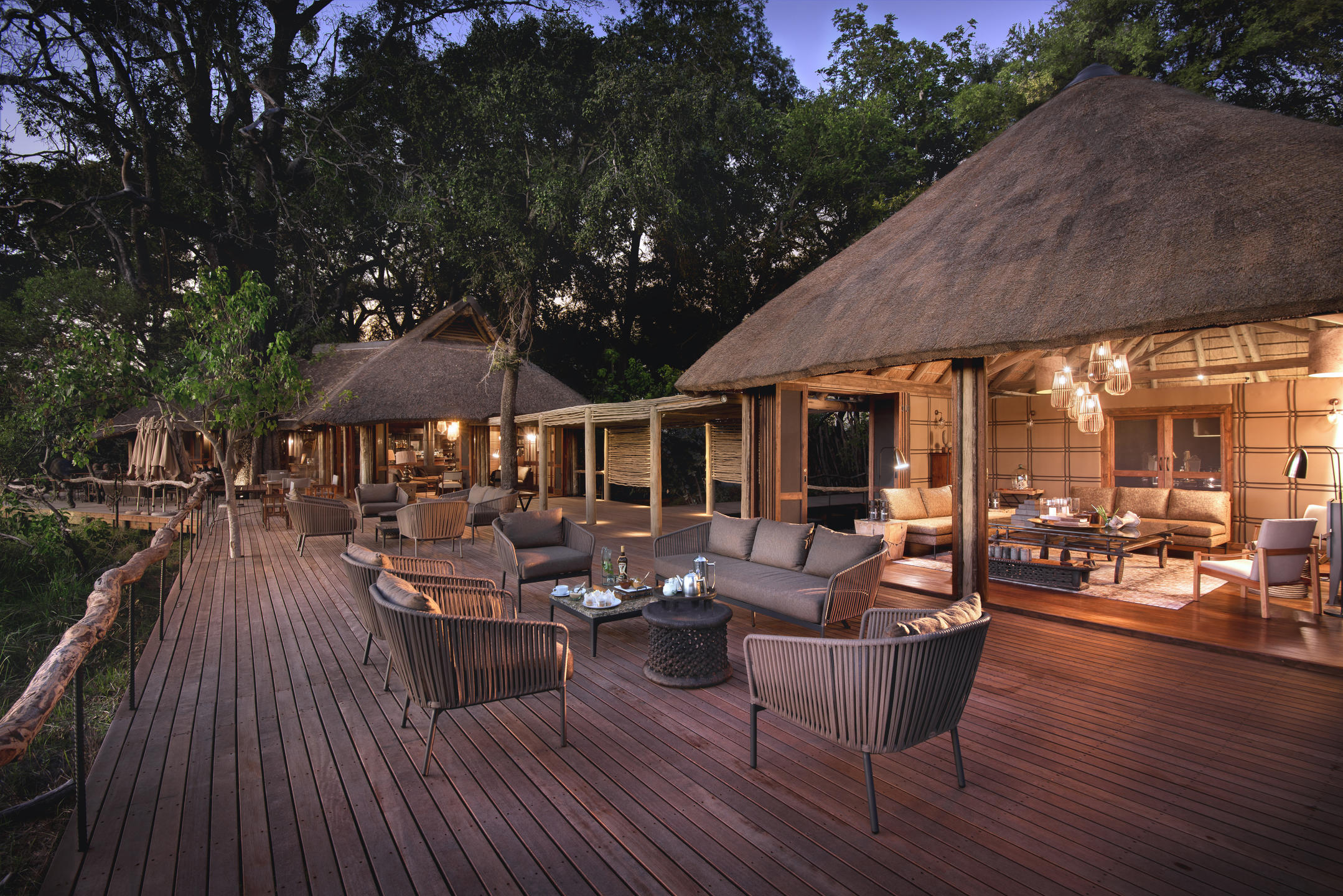 Guest area at andBeyond Nxabega Okavango Tented Camp, Botswana.