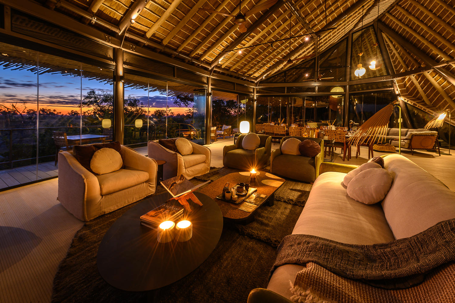 inside the lounge at Wilderness Jao luxury lodge