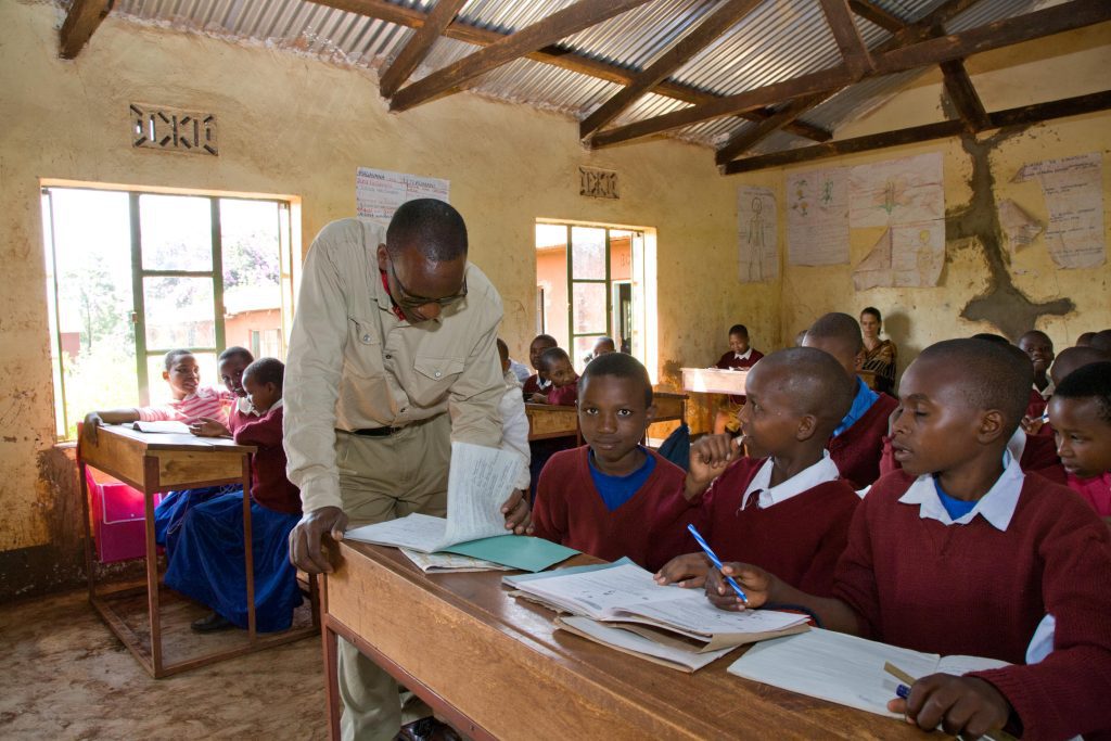 A class of students in a Gibbs Farm classroom