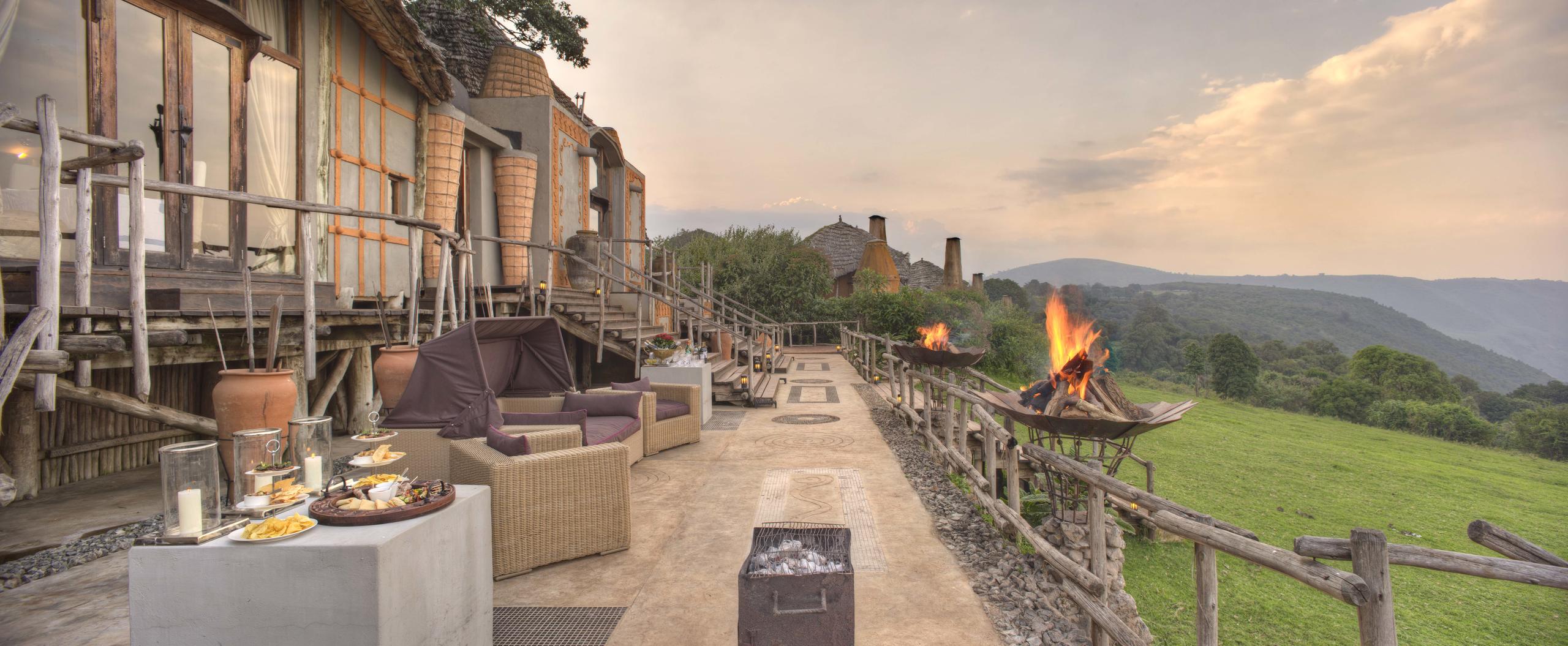 andBeyond's Ngorongoro Crater Lodge viewing deck