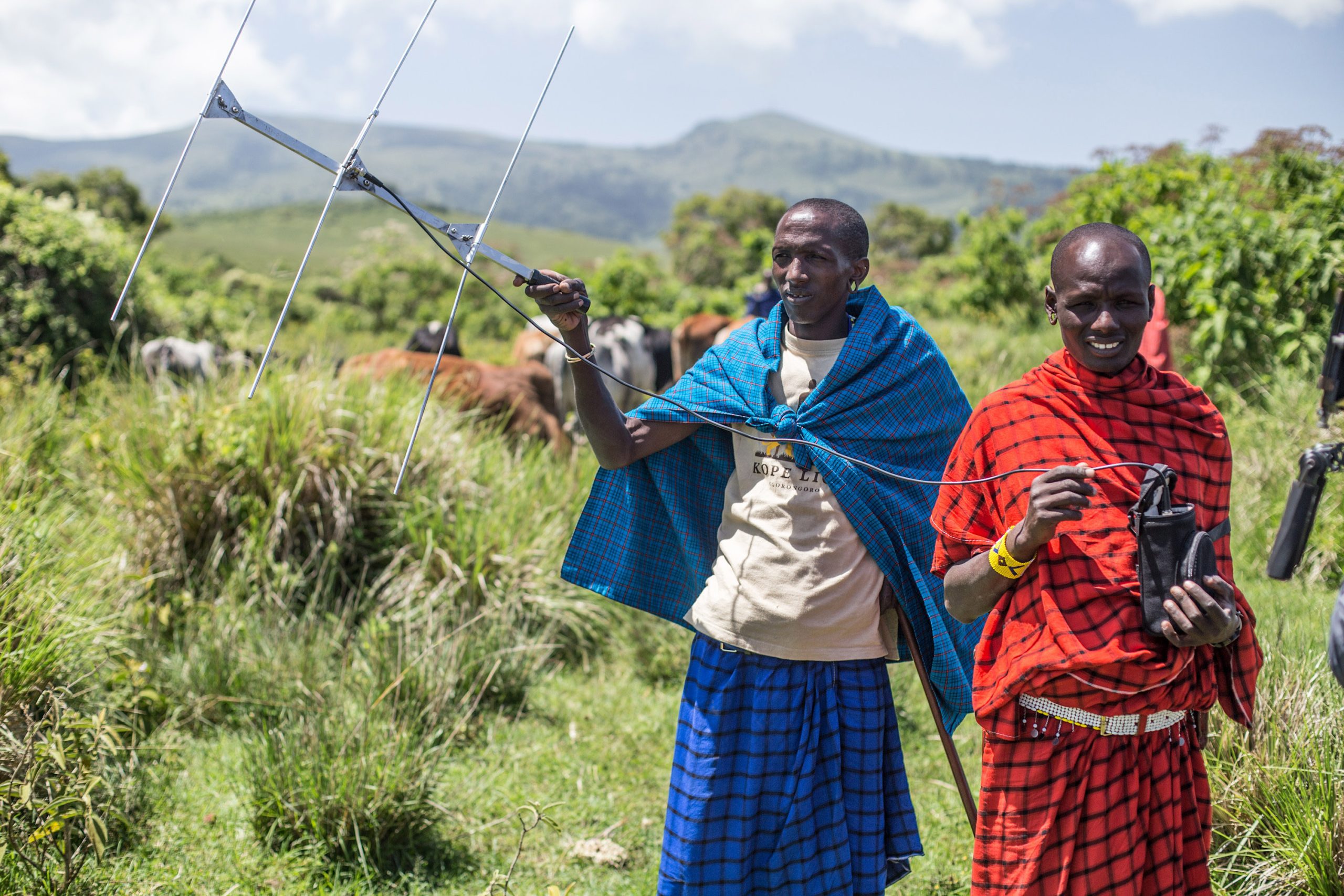 A pair of Maasai villagers helping with KopeLion conservation efforts in Ngorongoro Crater