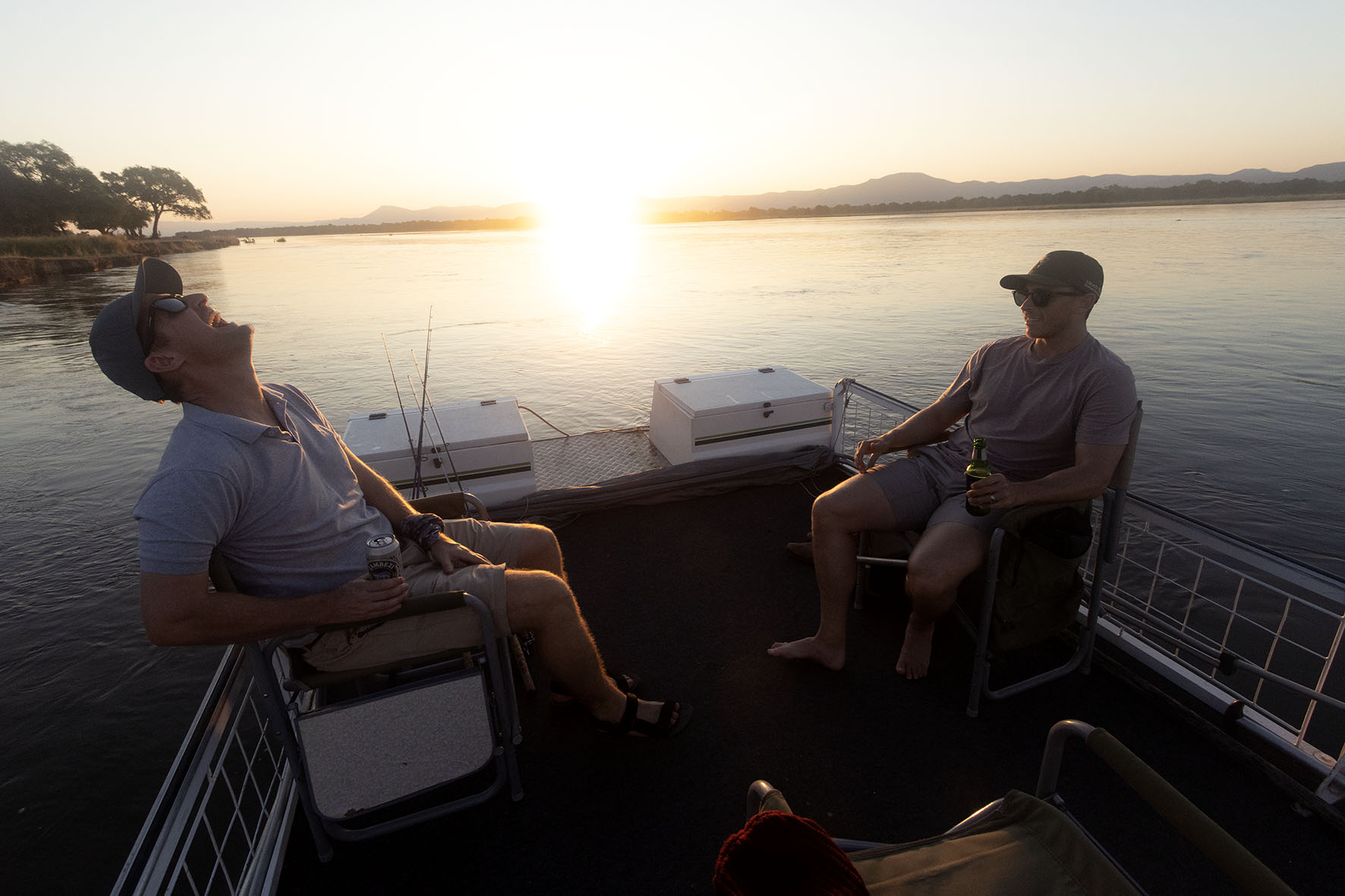 Kyle and Sean reflecting on a fishing trip at Chikwenya