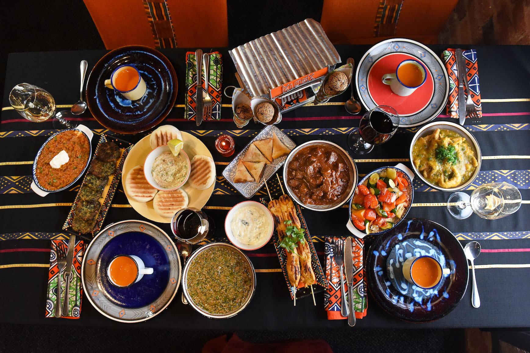 A spread of food at one of the restaurants in Cape Town