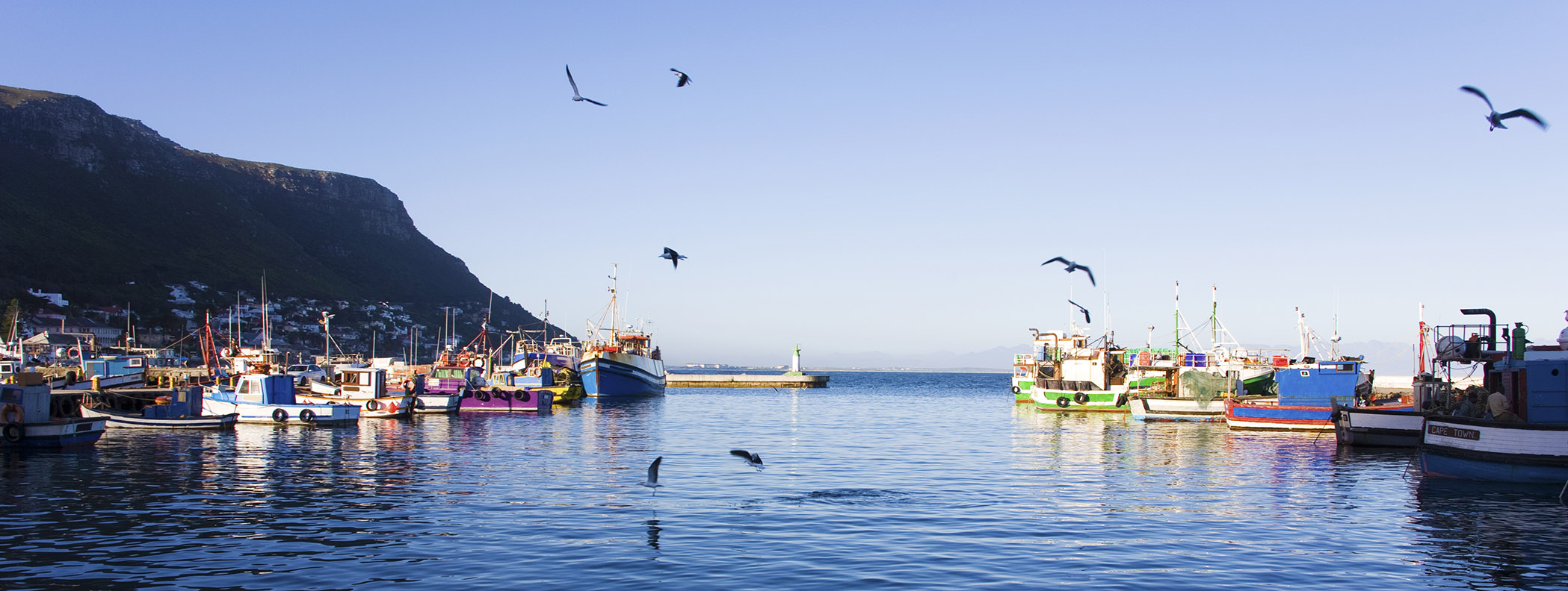 A view out of Kalk Bay onto the ocean beyond