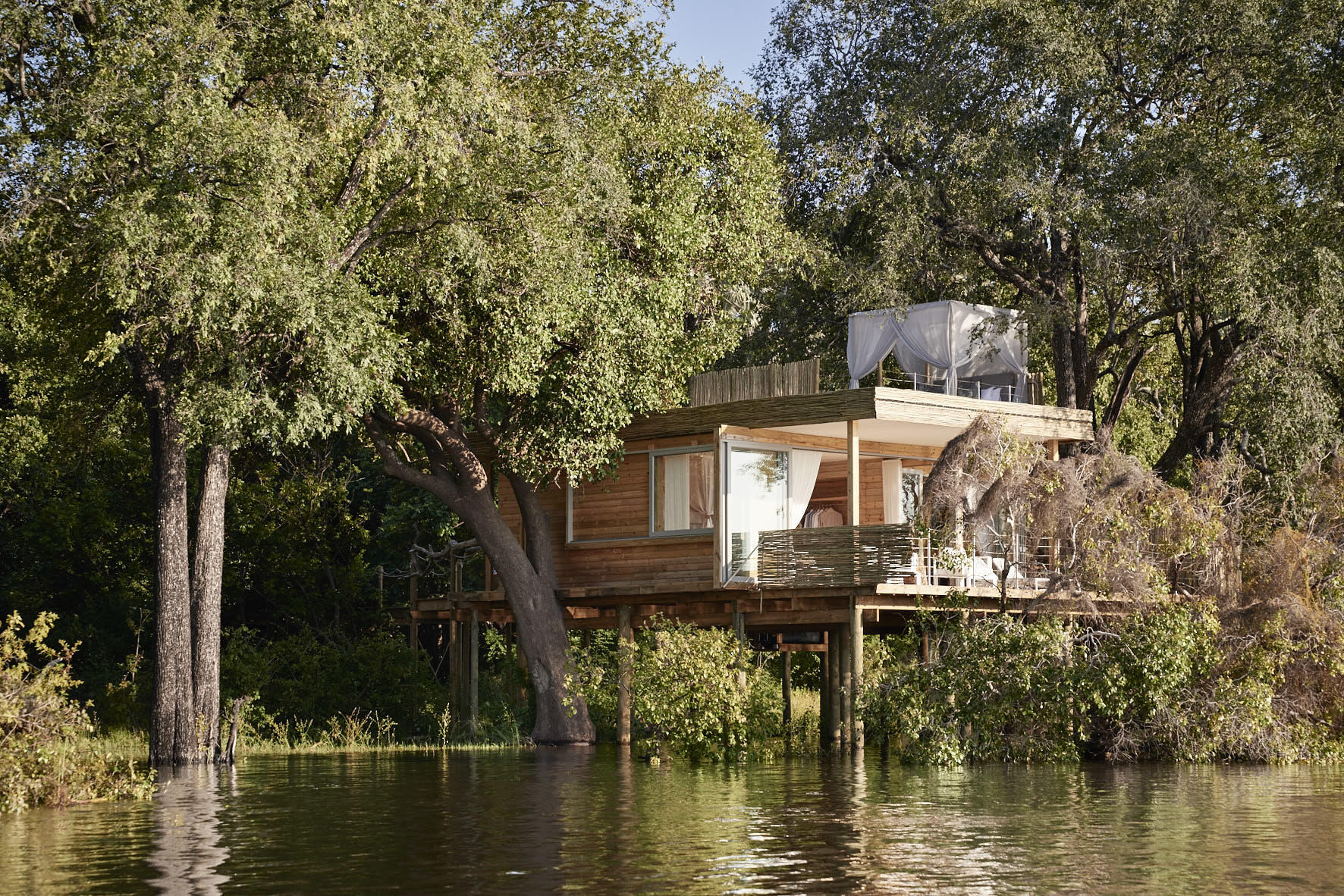 A view of one of the riverside villas at Victoria Falls River Lodge