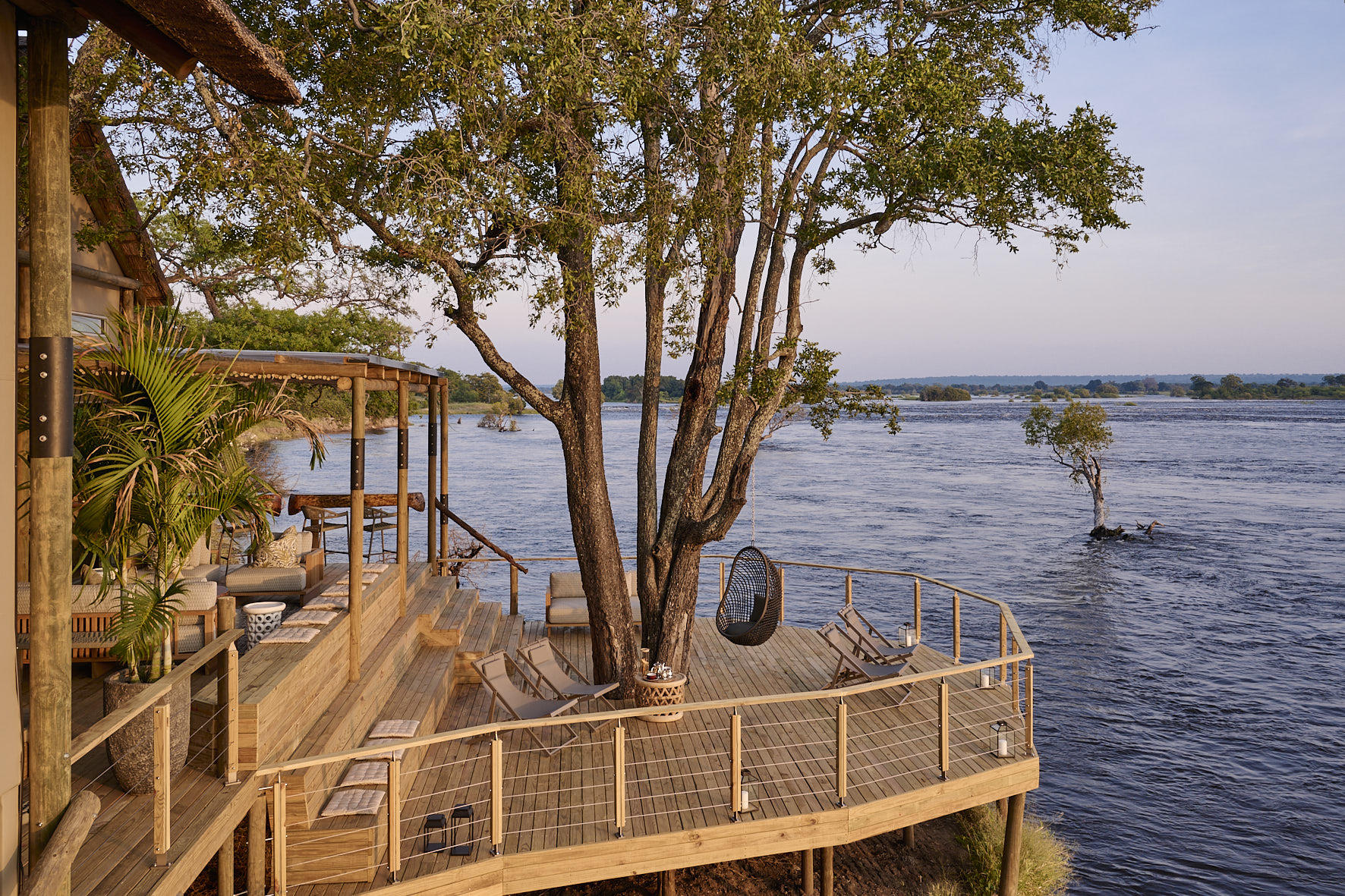 A view of the rapids next to the Victoria Falls River Lodge
