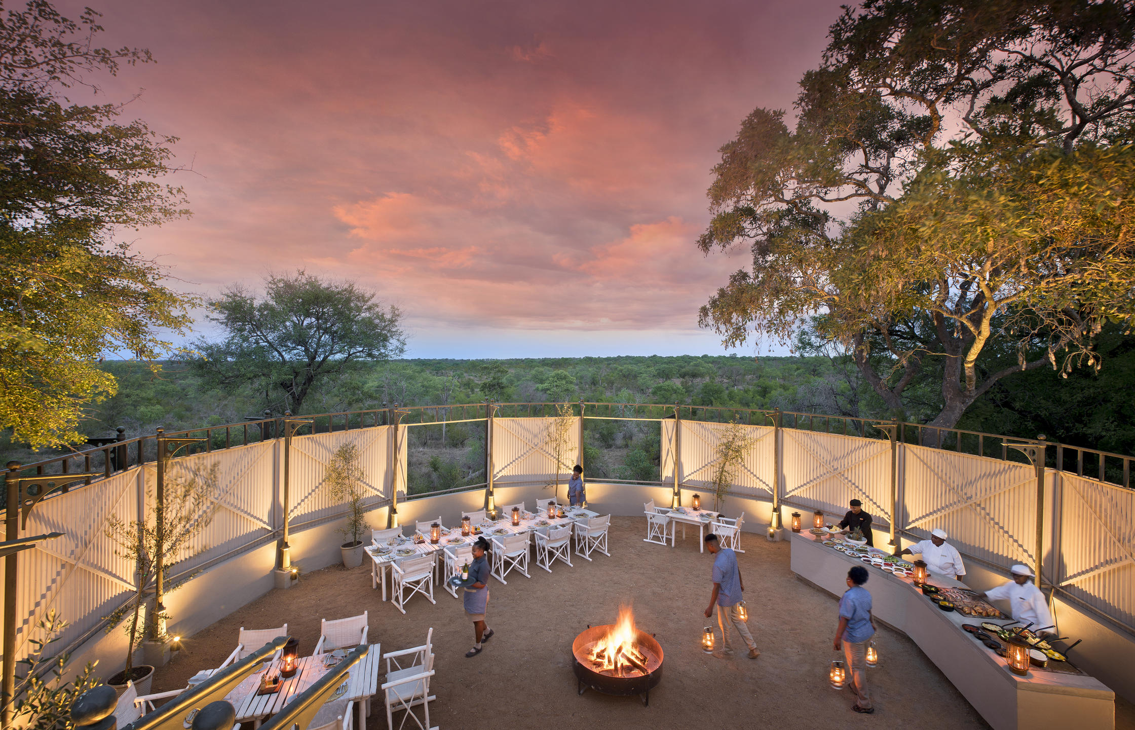 A view out from the outdoor patio at Kirkman's Kamp