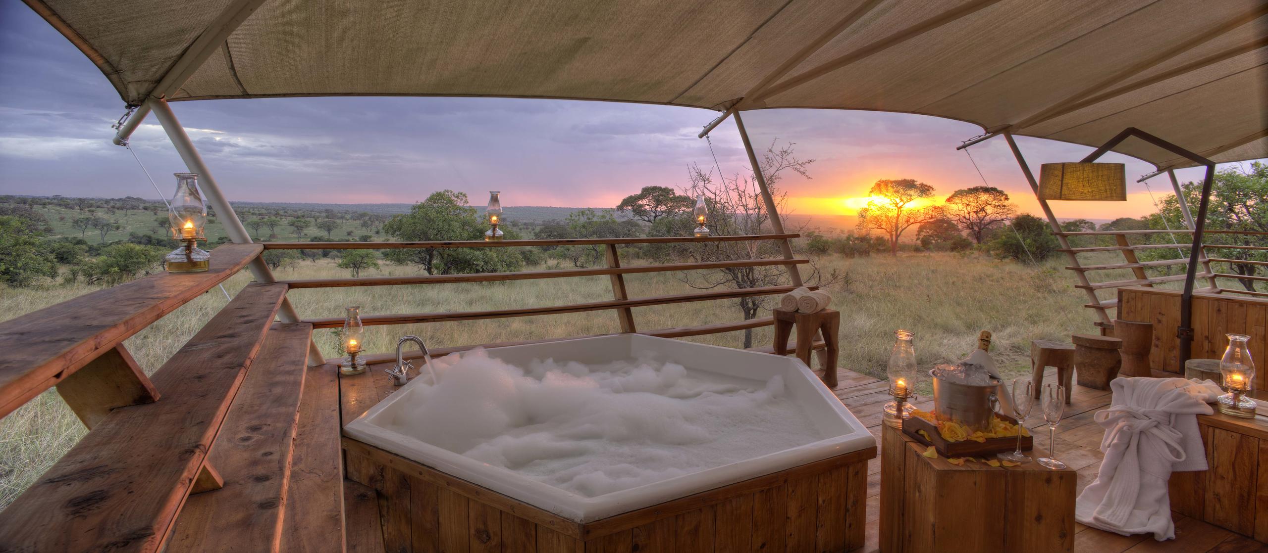 Your very own private bushtub at Serengeti Bushtops, Serengeti National Park, Tanzania