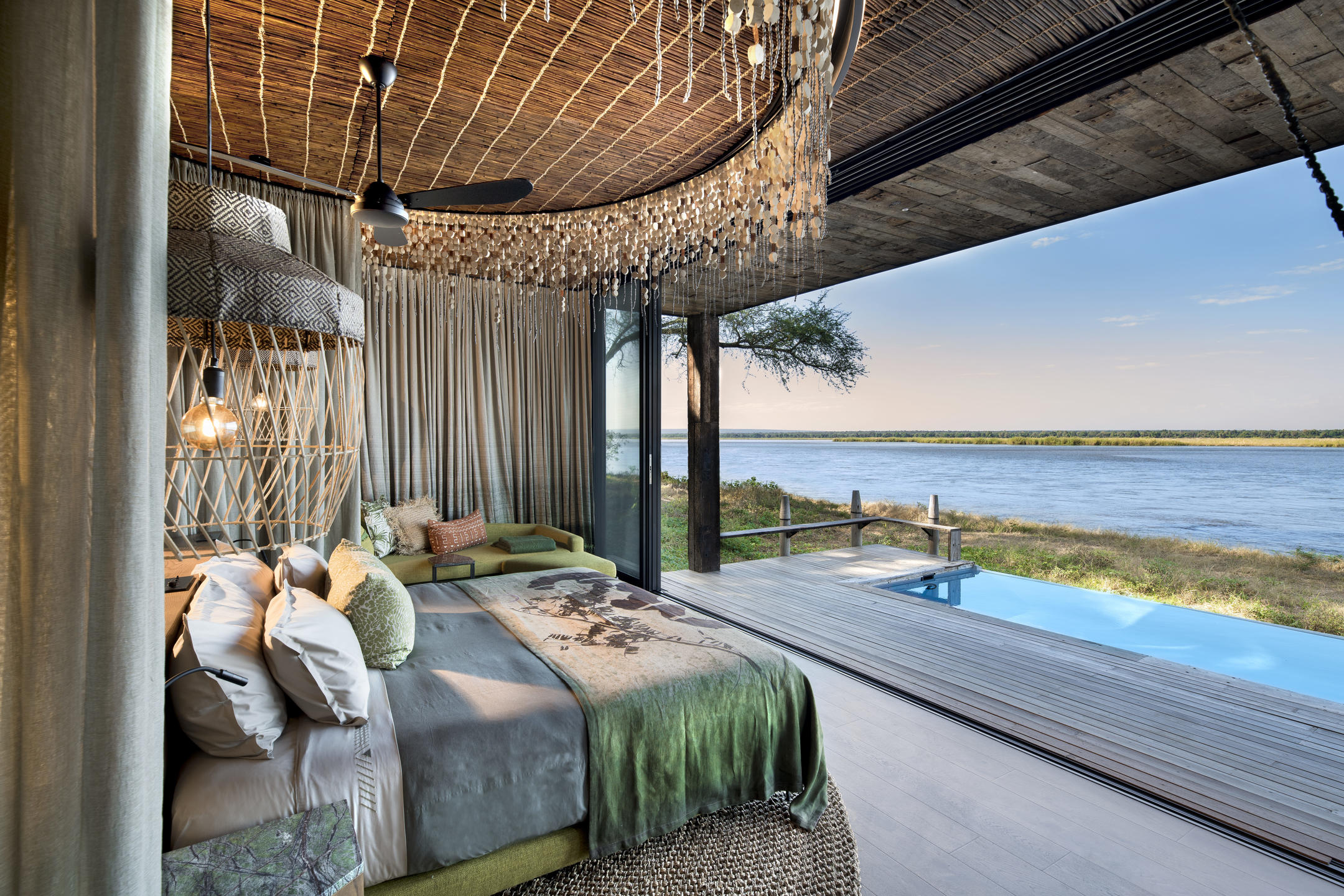 Luxury suites at Africa Bush Camps Lolebezi, Lower Zambezi National Park, Zambia