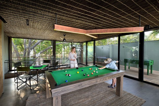 Family and game room at Africa Bush Camps Lolebezi, Lower Zambezi National Park, Zambia
