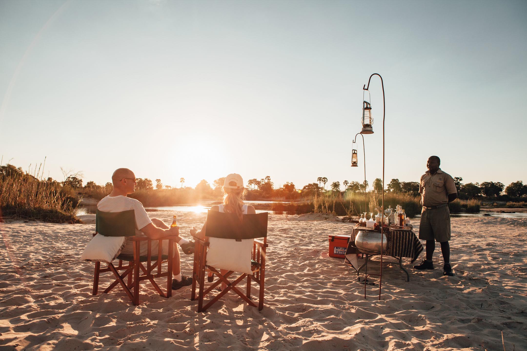 Sand bacnk drink stop experience at Tongabezi Lodge, Mosi-Oa-Tunya National Park, Zambia