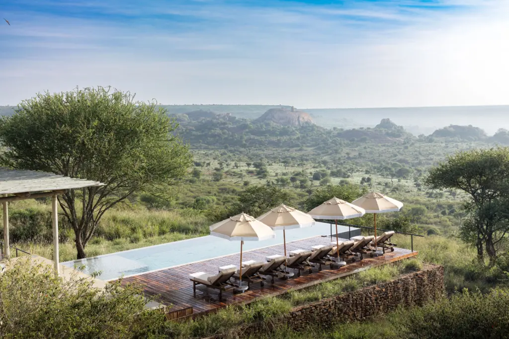 General guest pool area at luxury lodge, andBeyond Suyian, Laikipia Plateau, Kenya