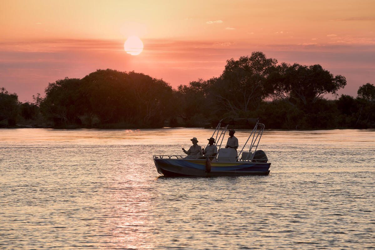 Sunset cruise at Thorntree River Lodge, Mosi-Oa-Tunya National Park, Zambia