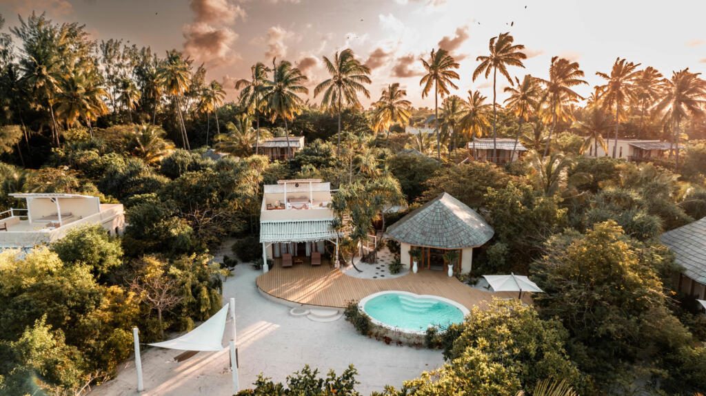 An aerial view of a luxury suite at Zanzibar White Sand
