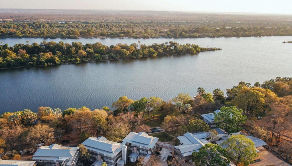 Aerial Zambezi River, Palm River Hotel, Victoria Falls, Zimbabwe