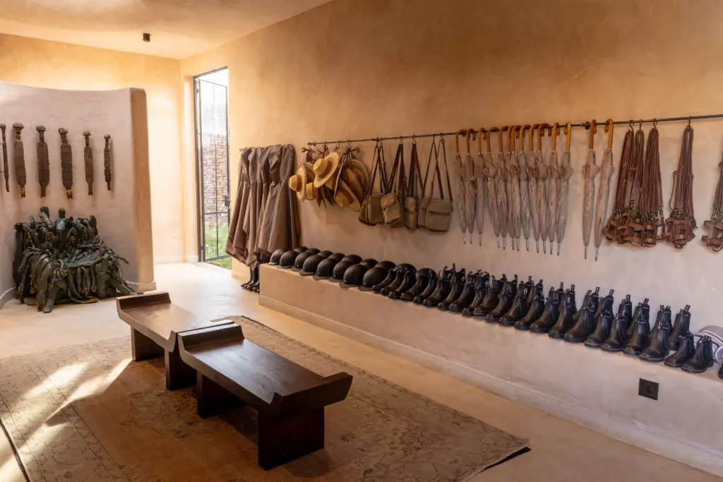 Horse riding safari kit and tack room at andBeyond Suyian, Laikipia Plateau, Kenya. &Beyond Suyian horse riding, Kenya 